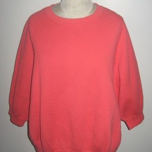 COS Orange Cotton Blend Balloon 3/4 Sleeve Top